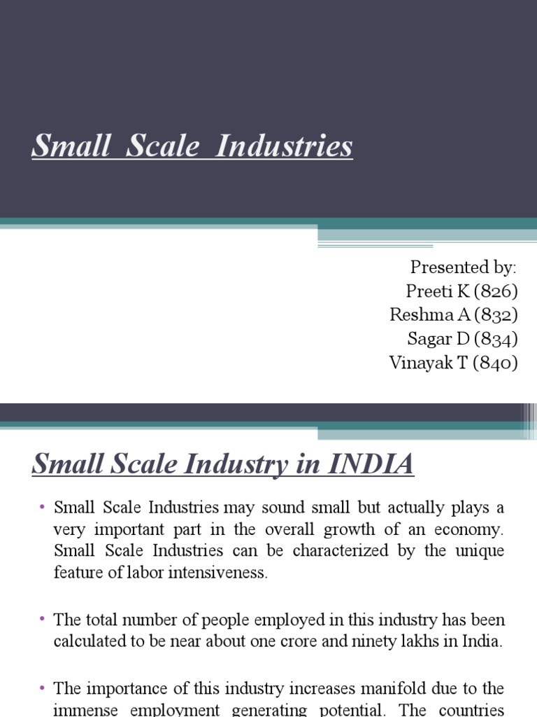Importance and Challenges of Small Scale Industries | PDF | Business ...