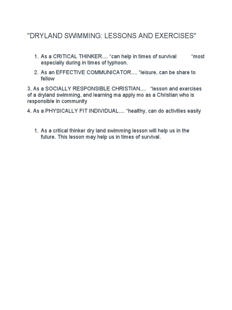 Dryland Swimming PDF