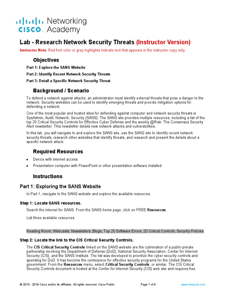 16.2.6 Lab Research Network Security Threats ILM PDF Ransomware