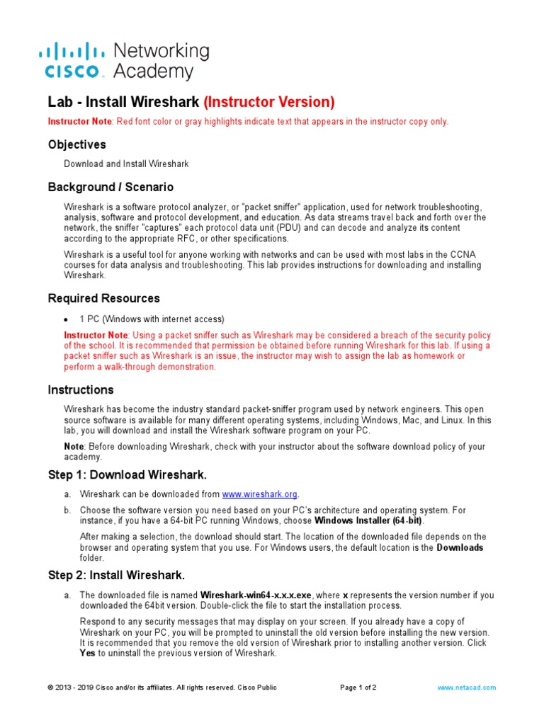 Wireshark Installation Lab Guide | PDF | Computer Science | Computing