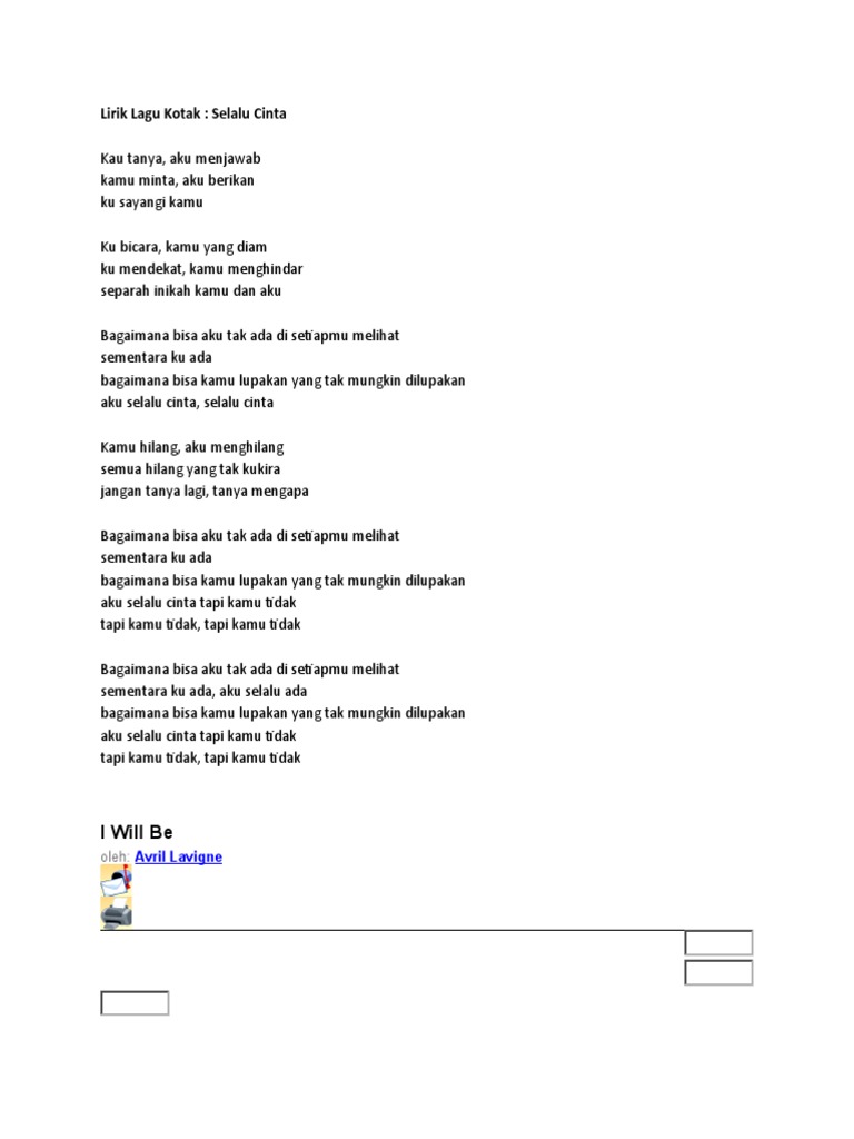 Lirik Lagu Kotak Songs