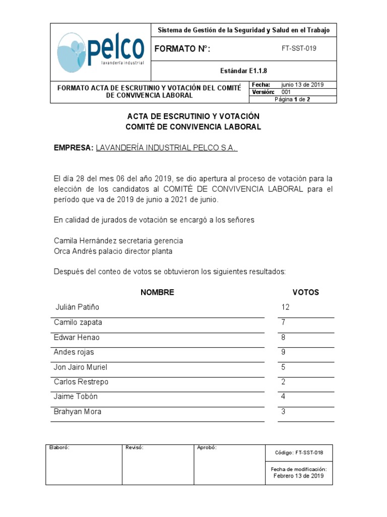 Acta de Escrutinio y Votación | PDF | Elecciones | Gobierno