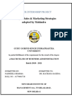 A Study of Sales & Marketing Strategies Adopted by Mahindra: Summer Internship Project