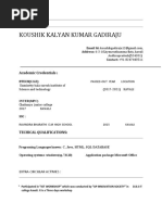 Koushik Kalyan Kumar Gadiraju: Academic Credentials