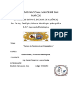 Informe Tiempo de Residencia en Espesadores