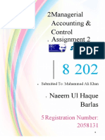 2managerial Accounting & Control: 5 Registration Number: 2058131