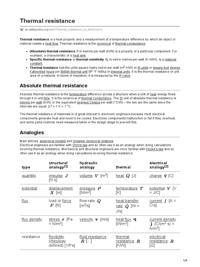 Thermal Resistance | PDF | Electrical Resistance And Conductance ...