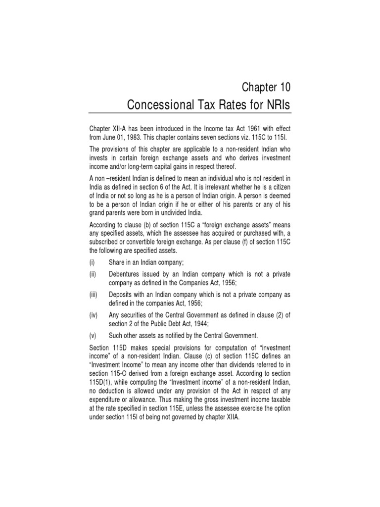 Concessional Tax Rates For Nris PDF Capital Gains Tax Payments