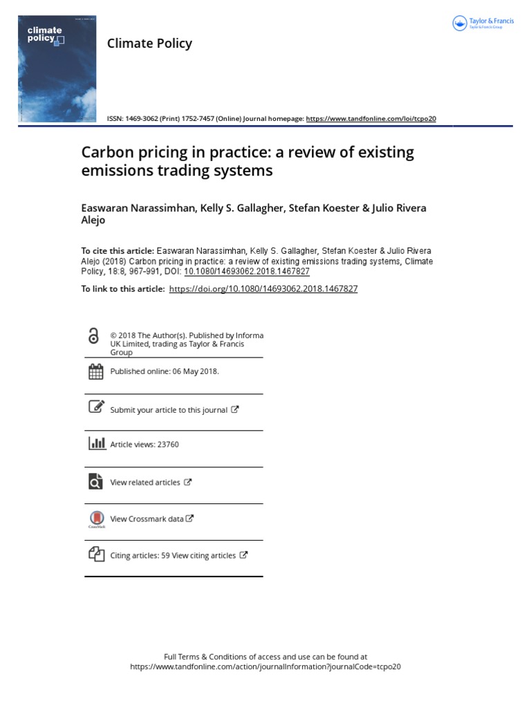 Carbon Pricing in Practice A Review of Existing Emissions Trading ...
