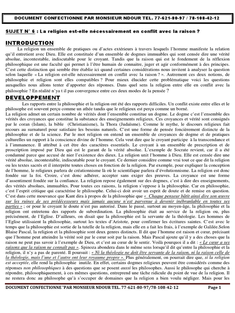 6 Philo Et Religion | PDF | Dogme | Dieu