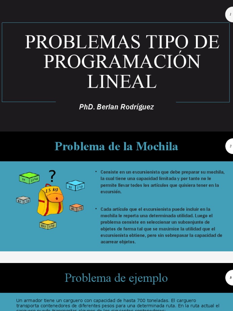 Problemas Tipo de Programación Lineal | PDF | Transporte | Fabricación ...