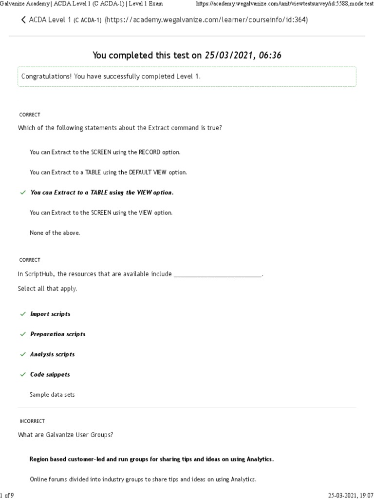 You Completed This Test On 25/03/2021, 06:36: ACDA Level 1 | Download ...