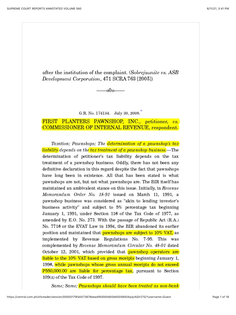 First Planters Vs CIR PDF Value Added Tax Banks