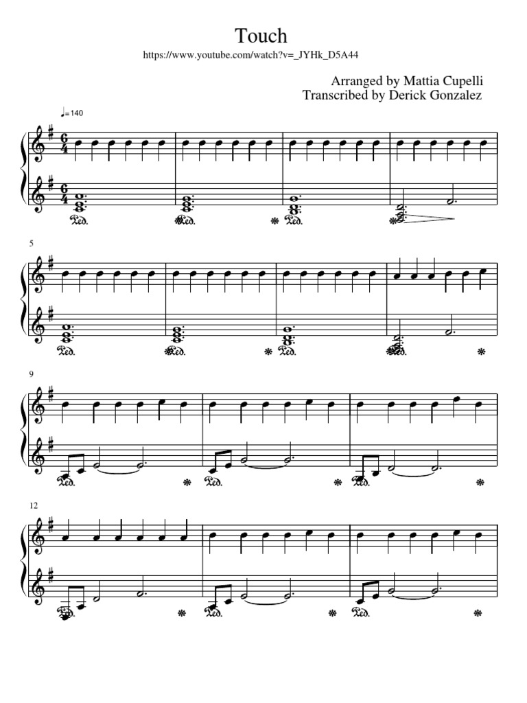 Touch Mattia Cupelli Piano Sheet Music