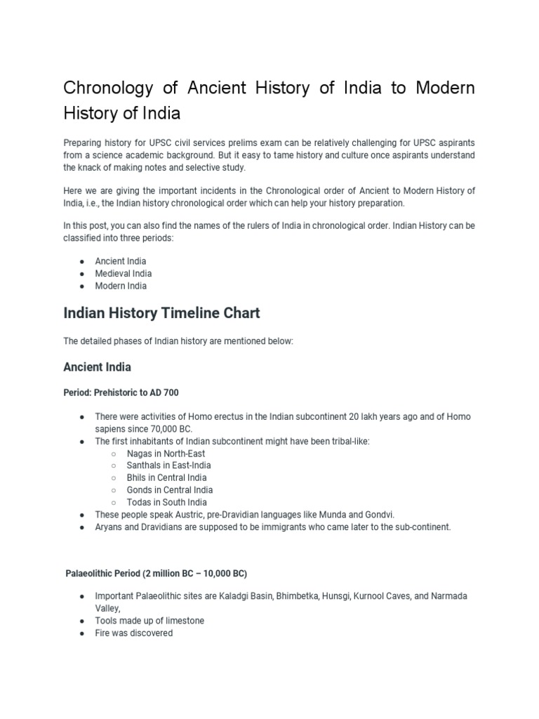 Indian History Chronology Overview | PDF | South Asia | Asia