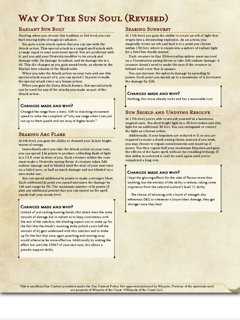 Sun Soul Monk Revised : Sun Soul Monk Revised : r/UnearthedArcana – KMFP