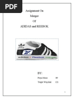 Assignment On Merger of Adidas and Reebok: Priya More 89 Trupti Waychal 121