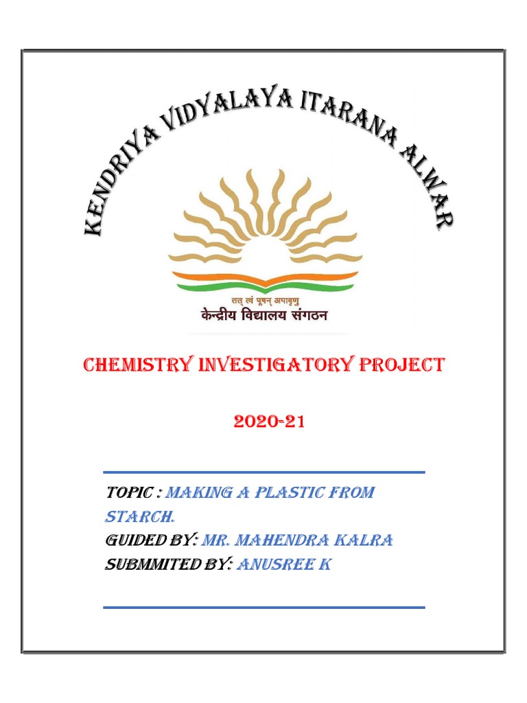 Chemistry Investigatory Project: Topic: Guided By: Submmited by | PDF ...