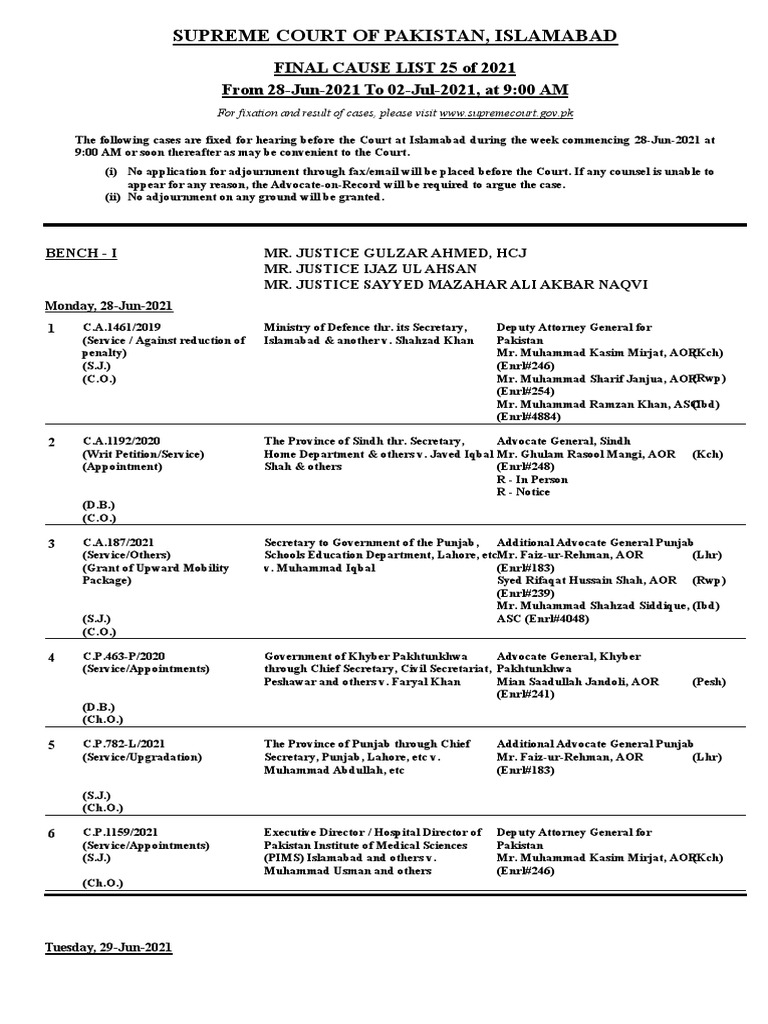 supreme-court-of-pakistan-islamabad-final-cause-list-25-of-2021-from