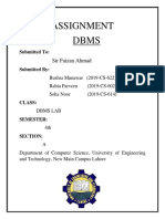 Assignment DBMS: Sir Faizan Ahmad