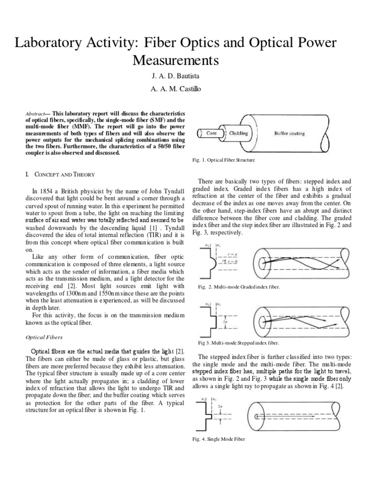 Lab Report Fiber Optics Attenuation Optical Fiber