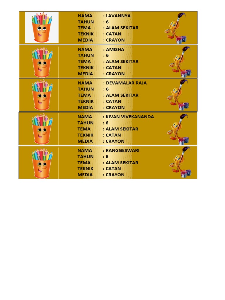 Karya Catan Alam Sekitar Siswa 6 | PDF