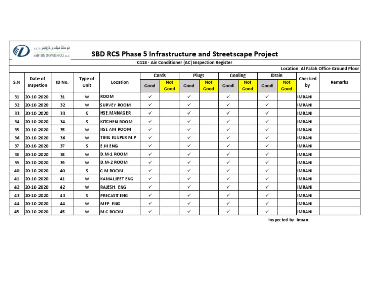 AC Inspection Register 2 - Format | PDF | Building Engineering | Nature