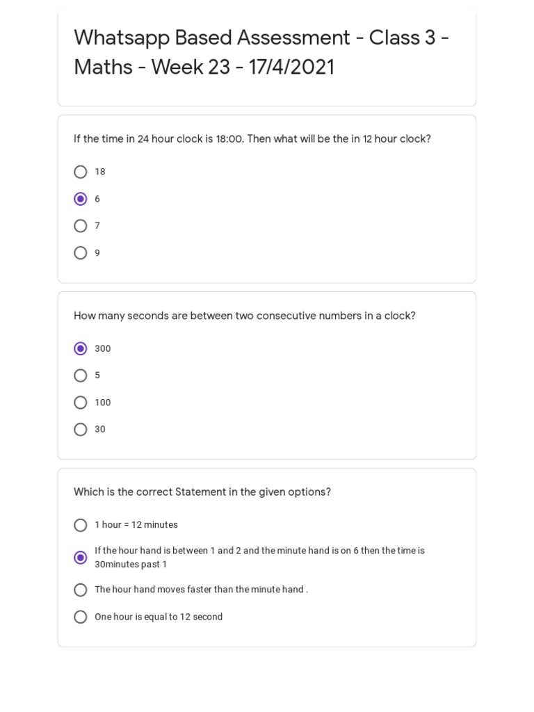 Answer Key - Class 3 - Maths - Week 23 - 17 - 4 - 2021 | PDF | Career ...