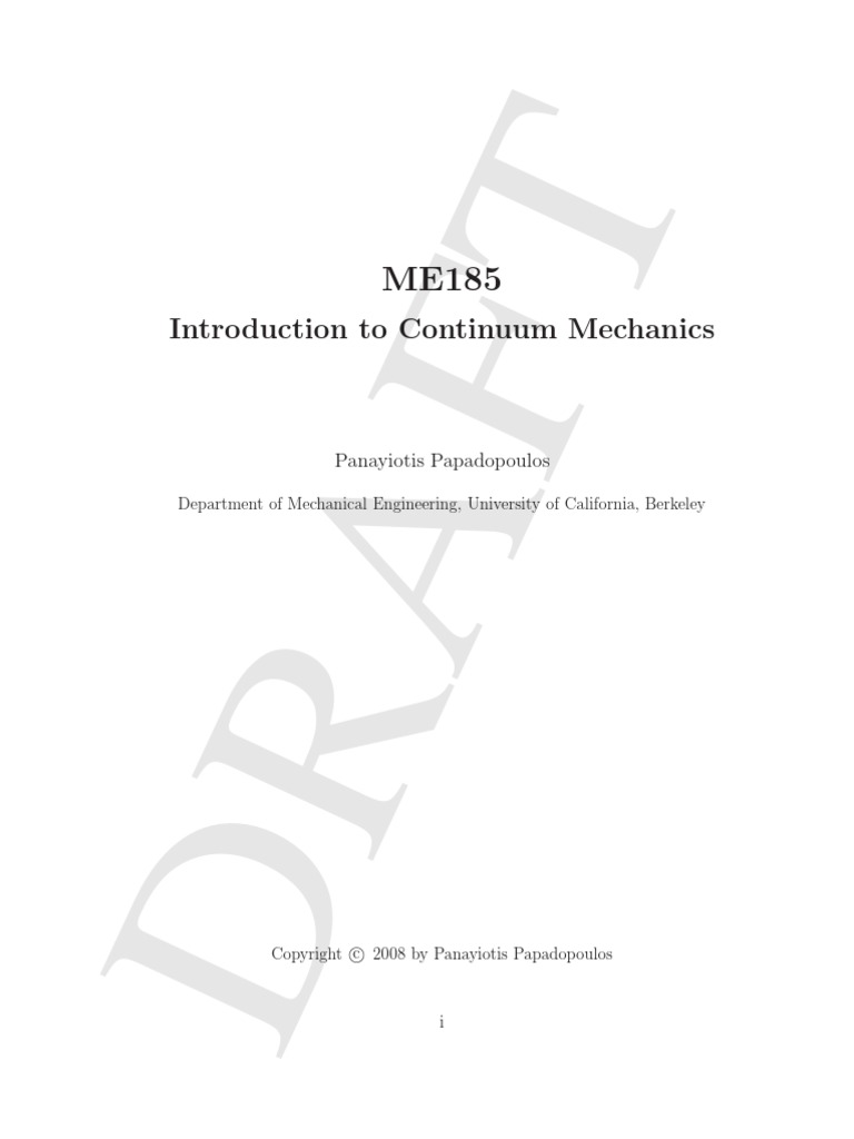 Introduction To Continuum Mechanics | PDF | Fluid Mechanics | Euclidean ...