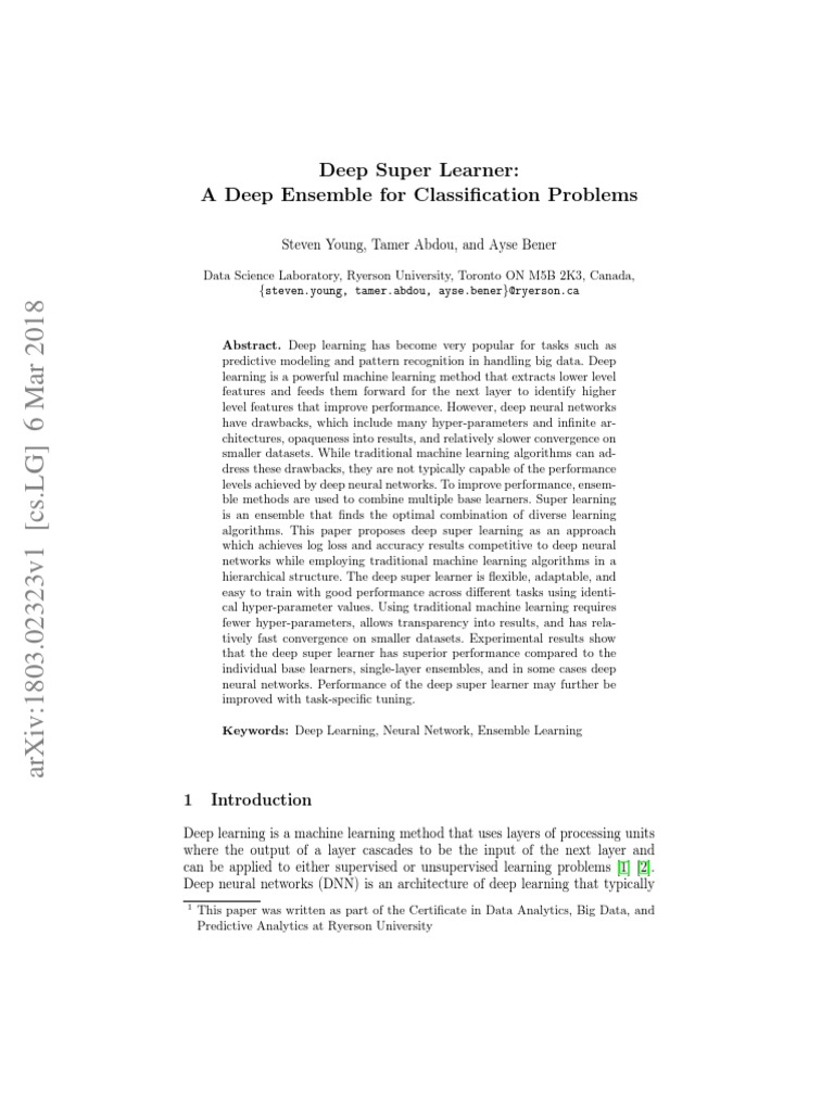 Deep Super Learner for Data Scientists | PDF | Deep Learning | Machine ...