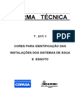 T-017-1 Cores para Identificação Das Instalações Dos Sistemas de Água e Esgoto