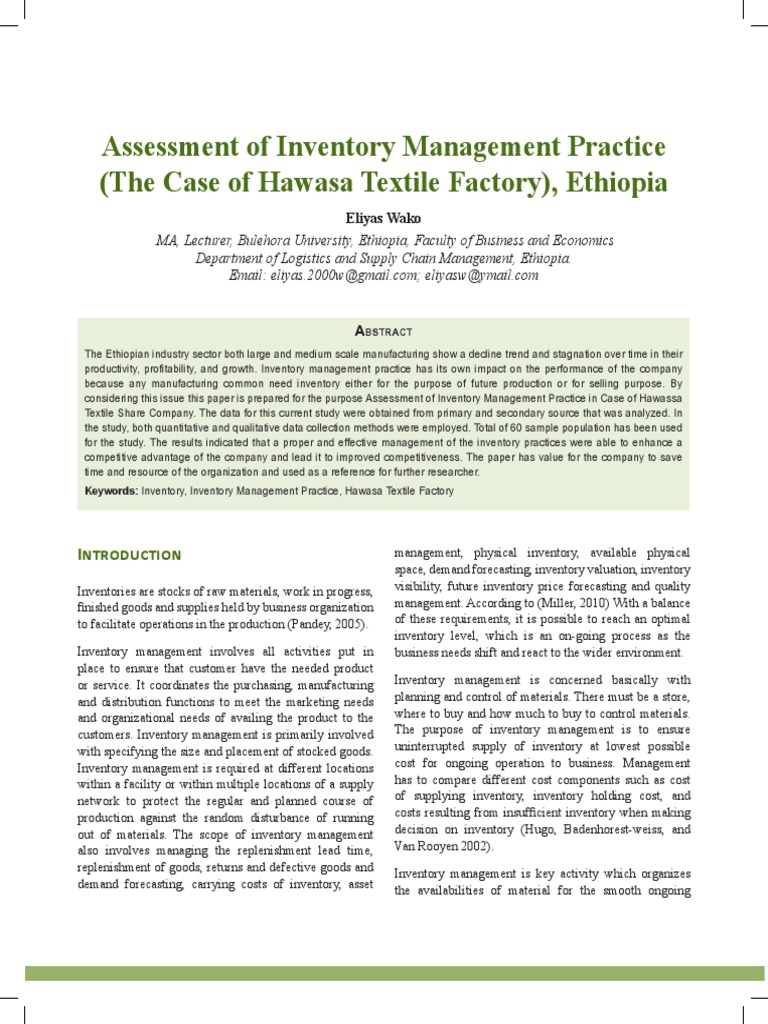 Enhancing Inventory Management in Hawassa | PDF | Inventory | Sampling ...