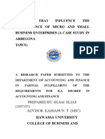 Factors That Influence The Performance of Micro and Small Business Enterprises (A Case Study in Arbegona Town)