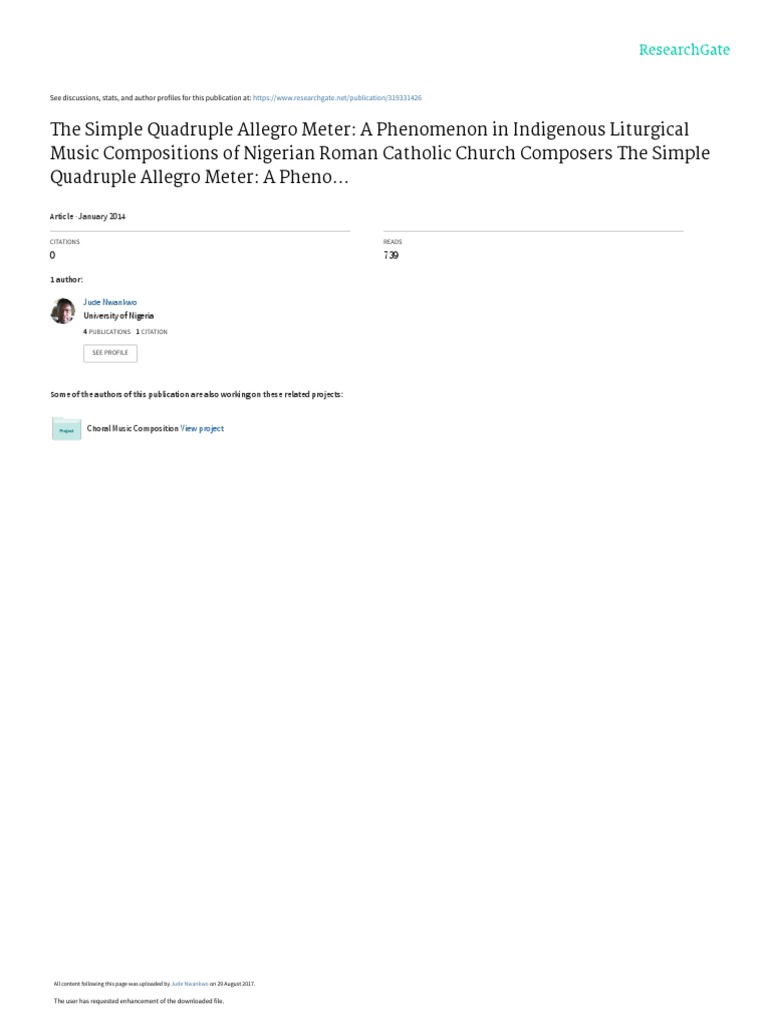 The Simple Quadruple Allegro Meter PDF Tempo Choir