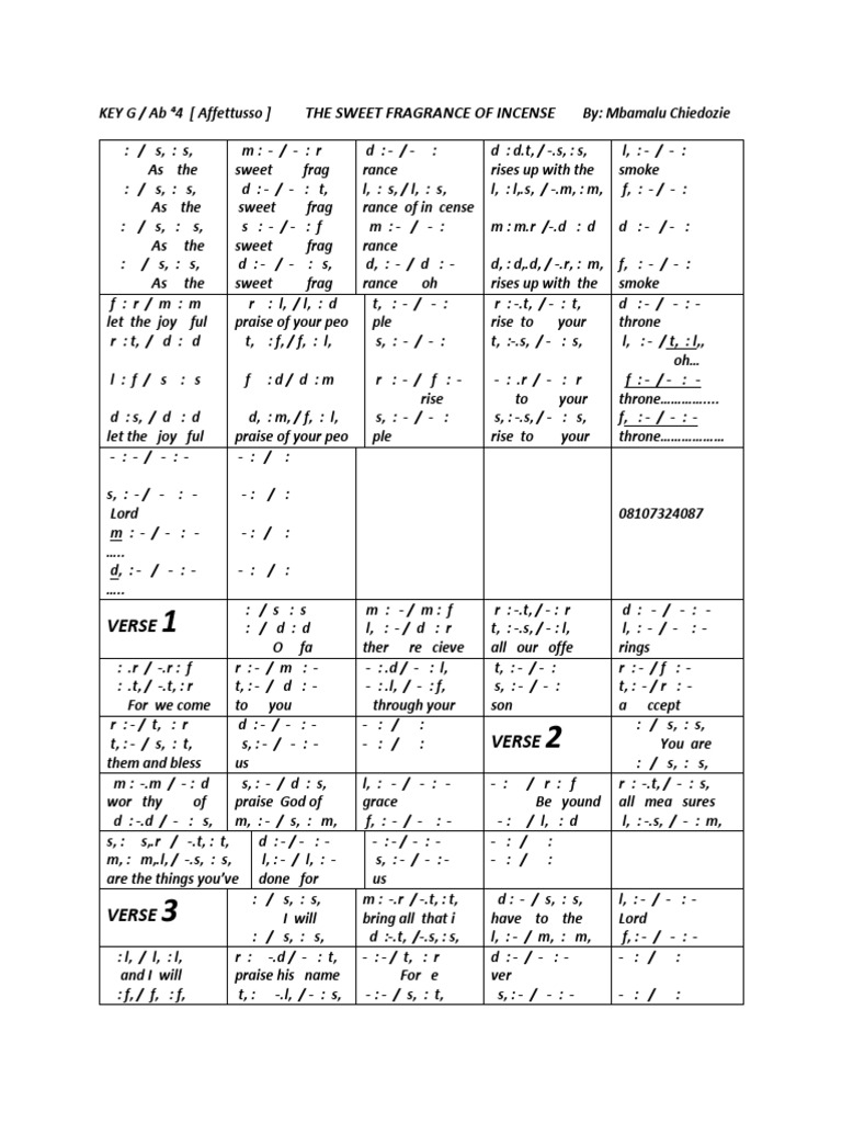 The Sweet Fragrance of Incense A Musical Hymn of Praise and Worship PDF Incense Religious