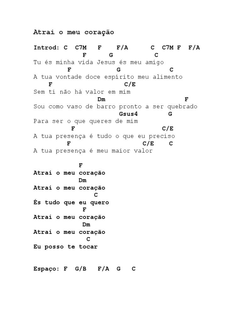 Atrai o Meu Coração - Letra e Cifras | PDF | Poesia