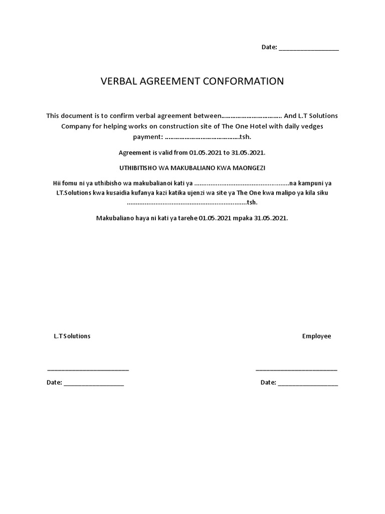 vERBAL aGREEMENT | PDF