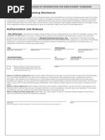 Driver Record Screening Disclosure: Authorization For Release of Information For Employment Screening