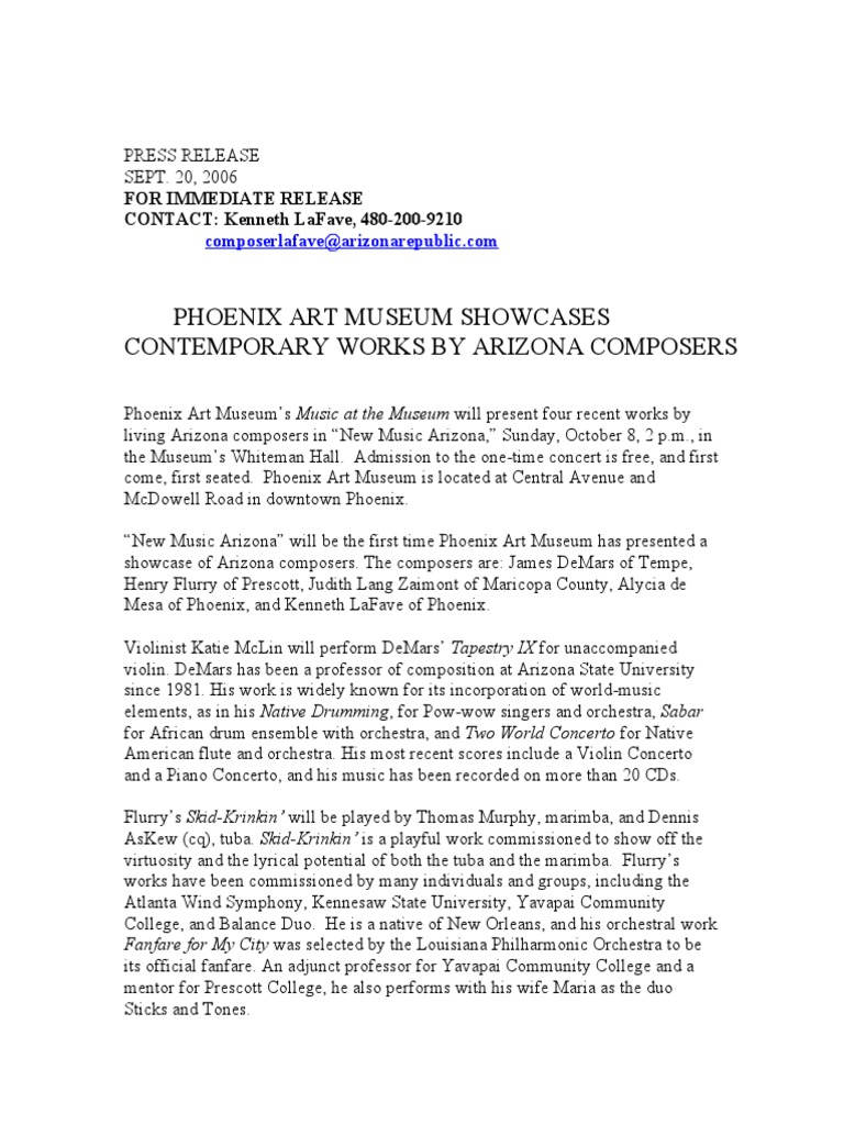 Music Press Release Template PDF Phoenix Orchestras Music Press Release Template PDF Phoenix Orchestras