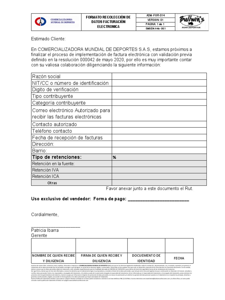 Formato de Recolección de Datos Facturación | PDF | Business ...