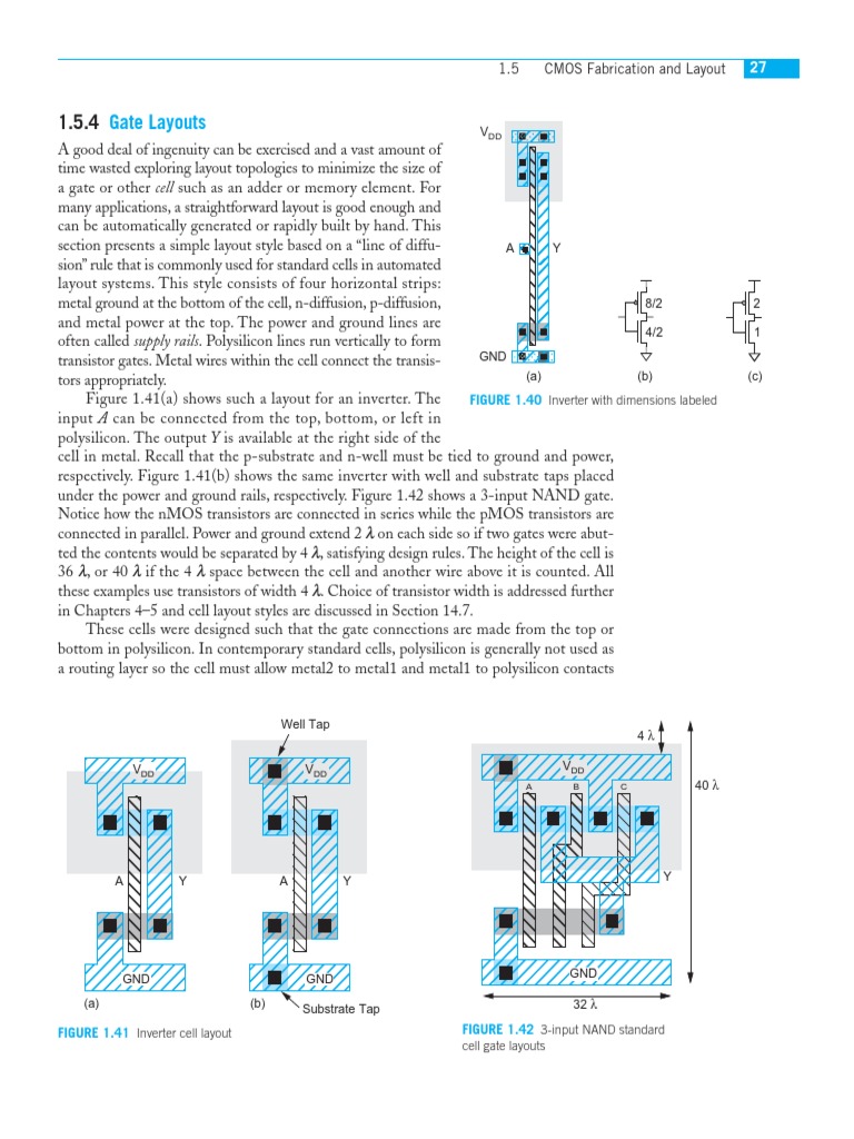 Gate Layouts: 1.5 CMOS Fabrication and Layout | PDF | Electricity ...