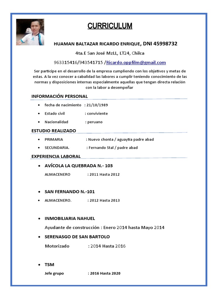 CV Profesional de Ricardo Baltazar | PDF | Crecimiento personal y ...