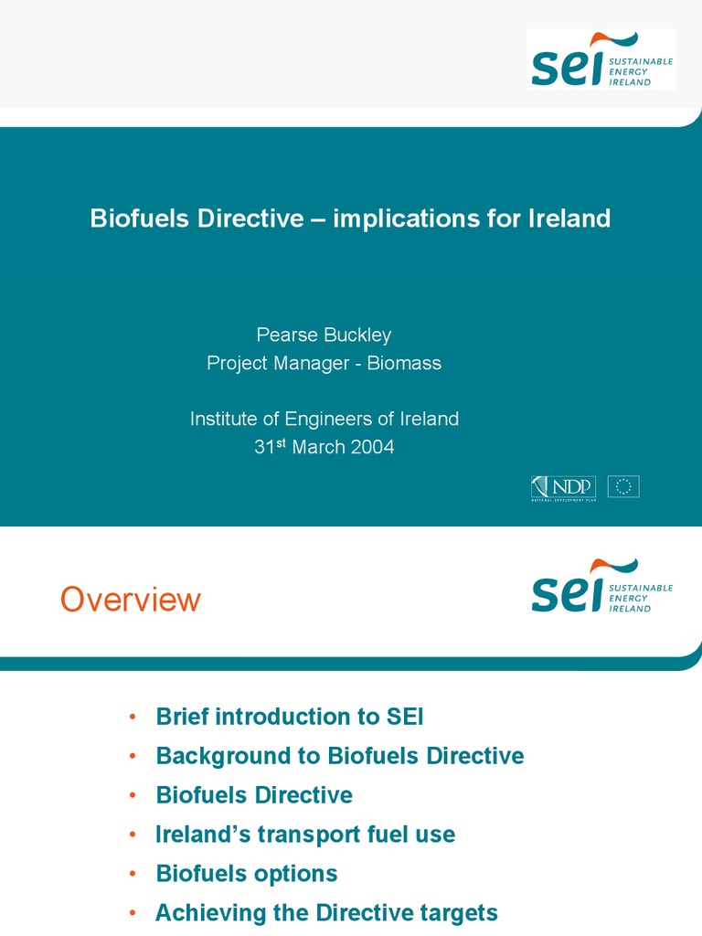 Biofuels Directive Implications For Ireland PDF Biofuel Diesel Fuel