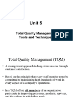 Unit 5: Total Quality Management: Tools and Techniques
