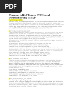 Common ABAP Dumps (ST22) and Troubleshooting in SAP