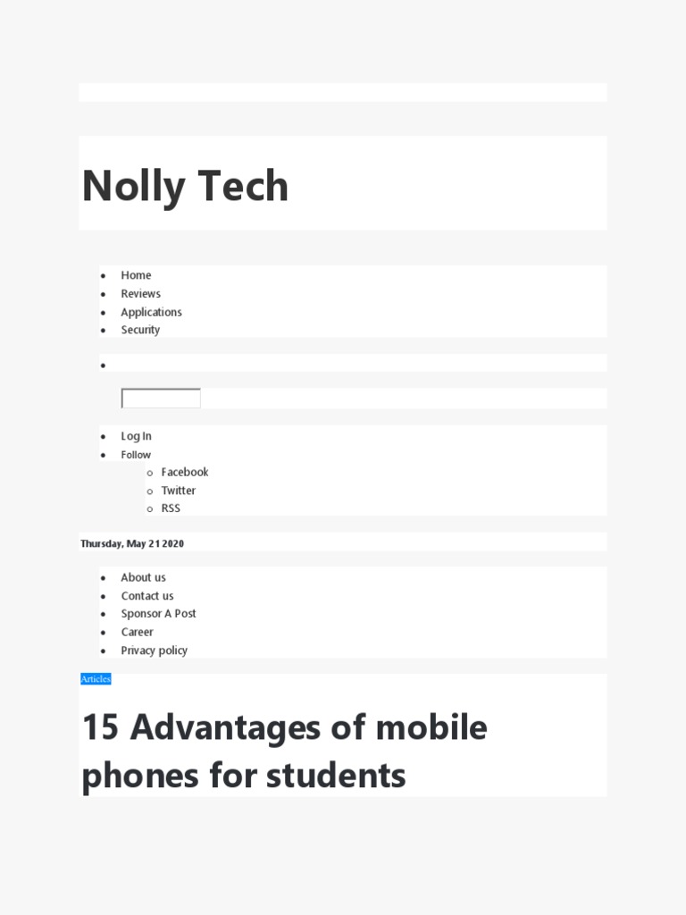 Advantages of Mobile Phones For Students - 15 Powerful Points | PDF