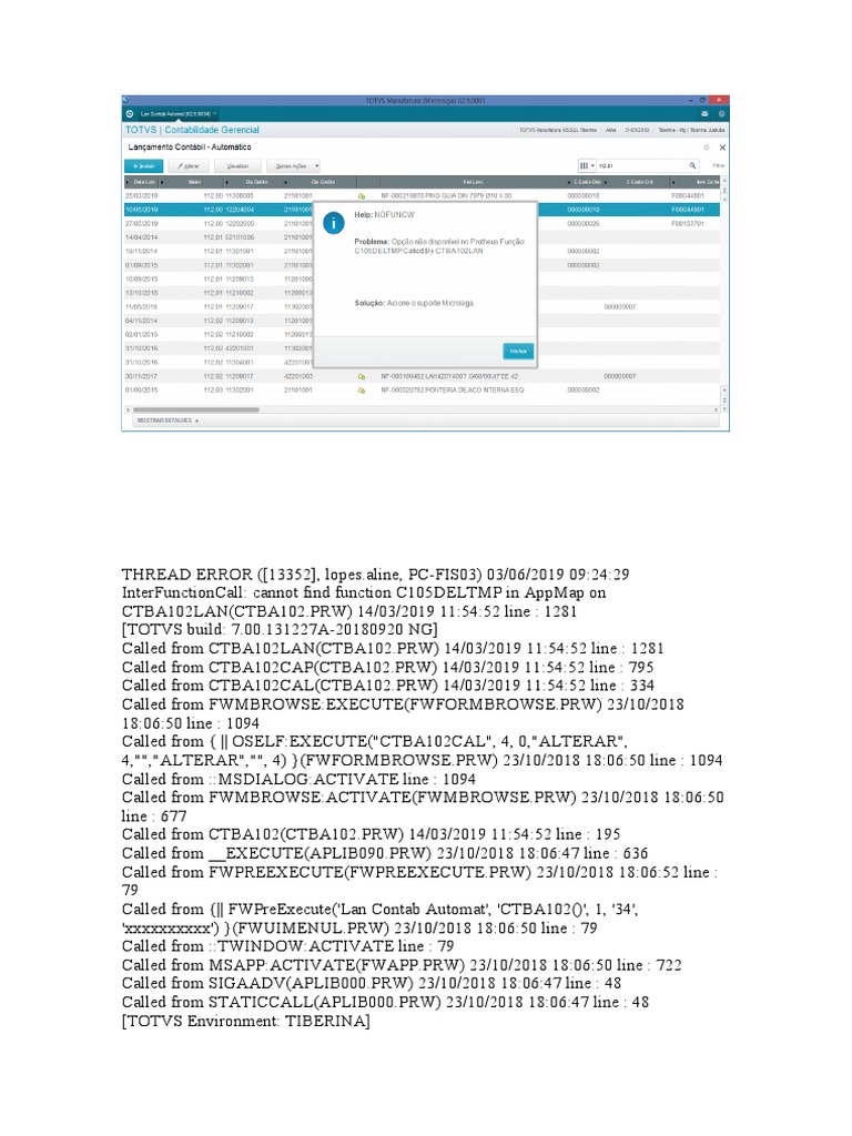 TOTVS Error Log Analysis | PDF | Microsoft Software | Application Software