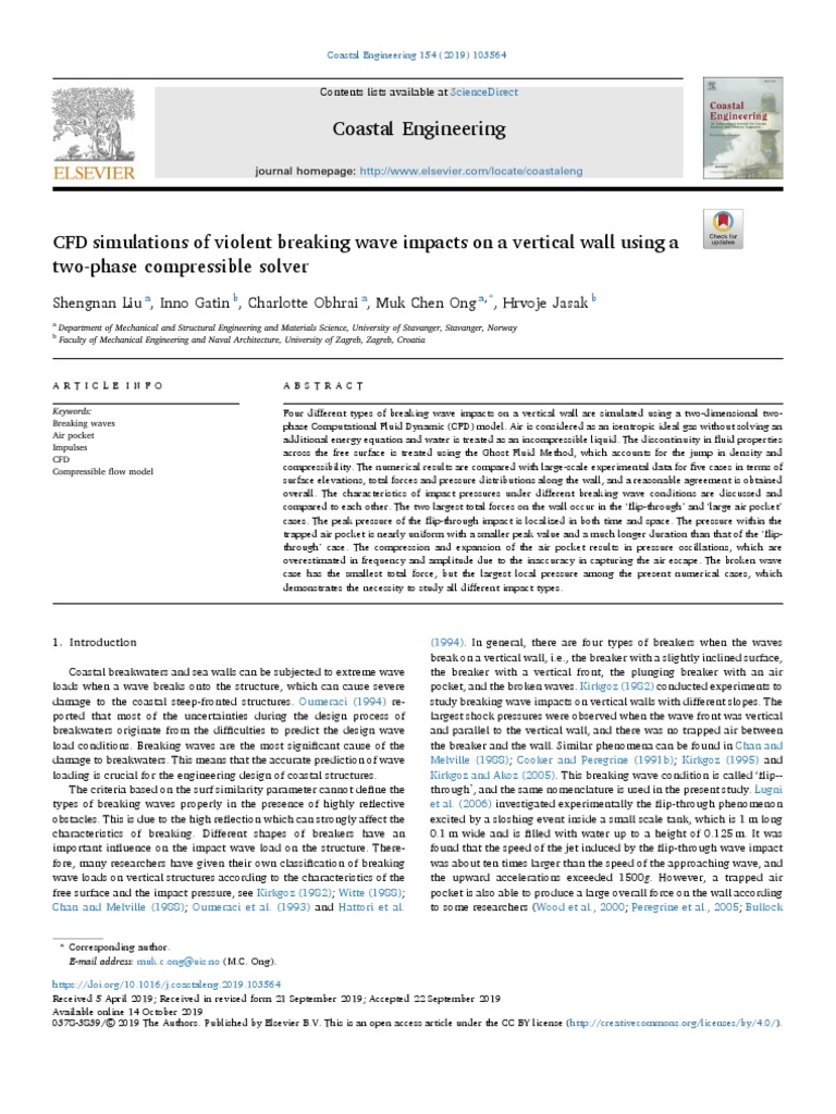 CFD Simulations of Violent Breaking Wave Impacts On A Vertical Wall ...