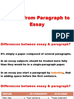 Moving From Paragraph To Essay