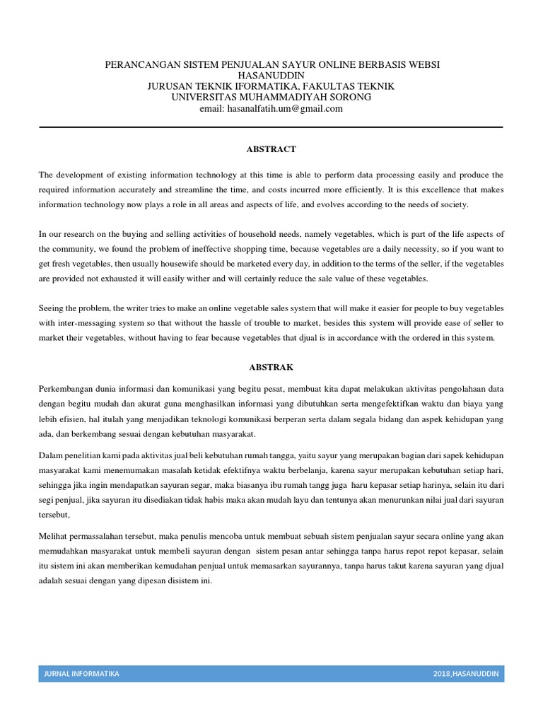 Sistem Penjualan Sayur Online: Mengatasi Tantangan dan Meraih Peluang di Era Digital